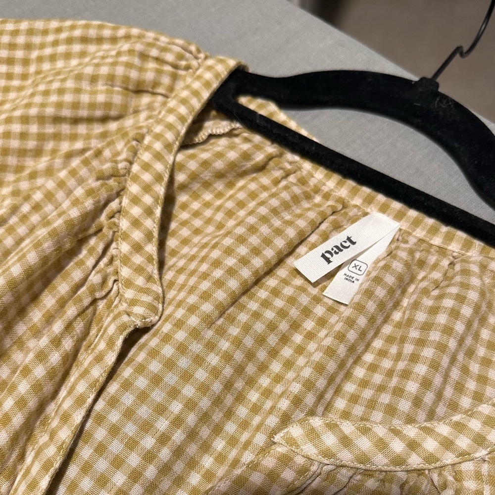 Pact Yellow Checkered Button-Up Dress - Picture 3 of 3
